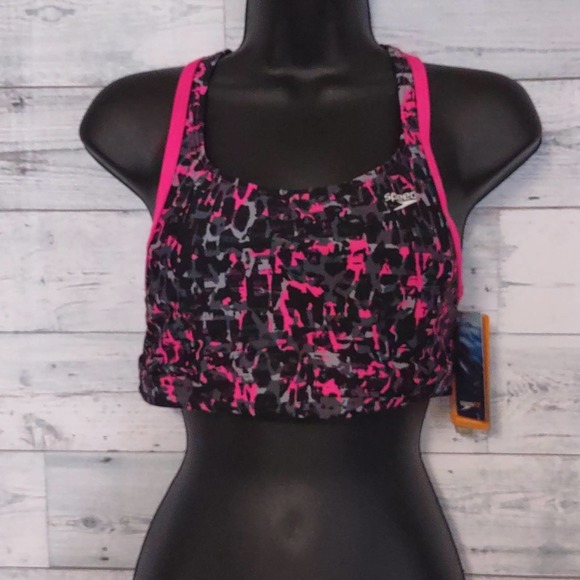 Speedo Endurance Lite Print Aqua Elite Swim Top 8 Power Pink - Picture 4 of 8